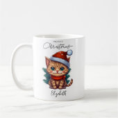 Persoonlijke Cute Kerst Kitty Mok (Links)