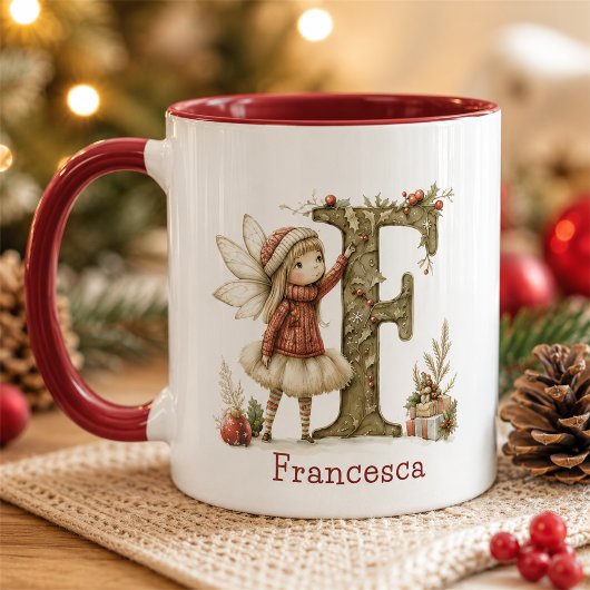 Persoonlijke Cute Kerstfee Initiële Aandenken Mok
