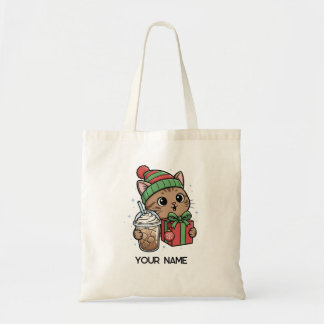 Persoonlijke Cute Kerstmis Kat Boodschappentas Tote Bag