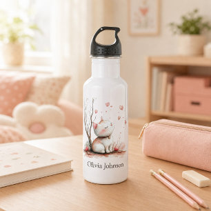 Persoonlijke Cute Kitten met Harten Waterfles