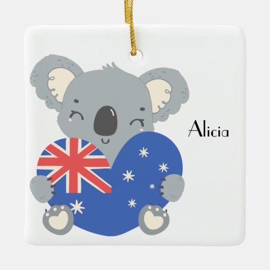 Persoonlijke Cute Koala Australische Kerstmis Keramisch Ornament (Voorkant)