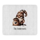 Persoonlijke Cute Koffie Kabouter Bruine Witte Cad Snijplank (Voorkant)