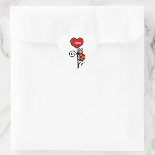 Persoonlijke Cute LadyBug-tekening Hart Sticker (Tas)