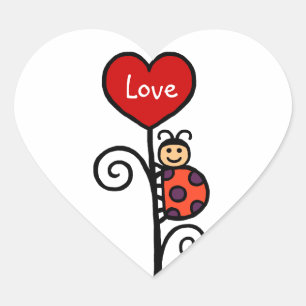 Persoonlijke Cute LadyBug-tekening Hart Sticker