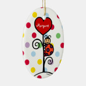 Persoonlijke Cute LadyBug-tekening Keramisch Ornament (Rechts)