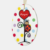 Persoonlijke Cute LadyBug-tekening Keramisch Ornament (Links)