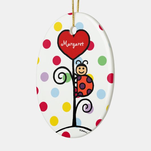 Persoonlijke Cute LadyBug-tekening Keramisch Ornament (Links)