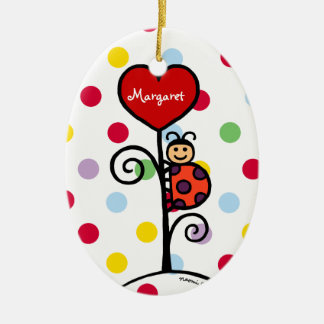 Persoonlijke Cute LadyBug-tekening Keramisch Ornament