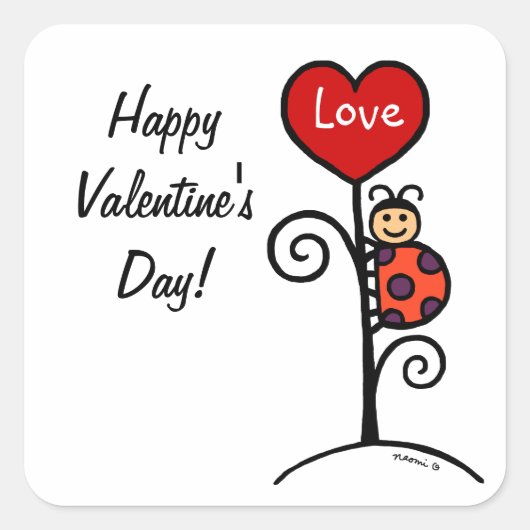 Persoonlijke Cute LadyBug-tekening Vierkante Sticker (Voorkant)