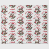 Persoonlijke Cute Luiaard Kerstman Hoed Vakantie   Cadeaupapier (Vlak)