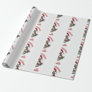Persoonlijke Cute Luiaard Kerstman Hoed Vakantie   Cadeaupapier