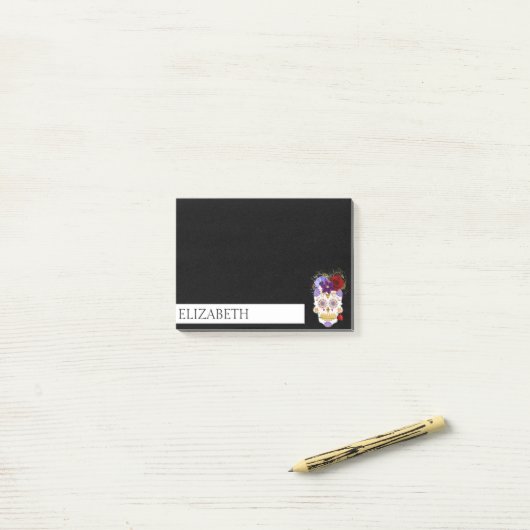 Persoonlijke Cute Mexicaanse Suiker Schedel Hallow Post-it® Notes (Op bureau)