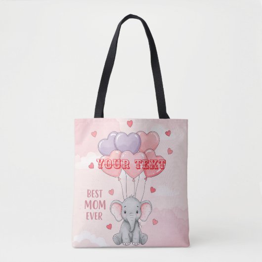 Persoonlijke Cute Olifant Aangepaste Tekst Cadeau Tote Bag (Voorkant)