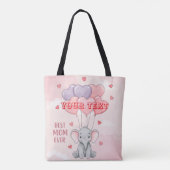 Persoonlijke Cute Olifant Aangepaste Tekst Cadeau Tote Bag (Achterkant)