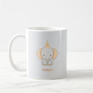Persoonlijke Cute Olifant Kinderen Naam Koffiemok