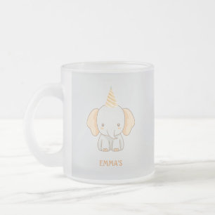 Persoonlijke Cute Olifant Kinderen Naam Matglas Koffiemok