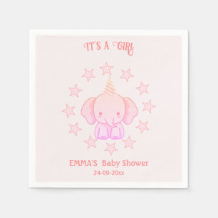 Persoonlijke Cute Olifant Roze Baby Shower Servet