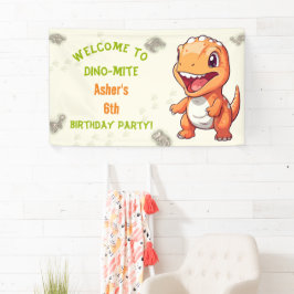 Persoonlijke Cute Oranje Dinosaur T-Rex Spandoek