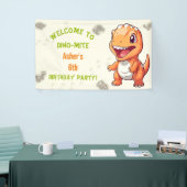 Persoonlijke Cute Oranje Dinosaur T-Rex Spandoek (Beurs)