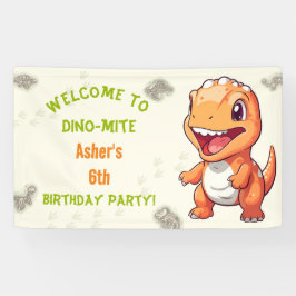 Persoonlijke Cute Oranje Dinosaur T-Rex Spandoek