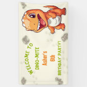 Persoonlijke Cute Oranje Dinosaur T-Rex Spandoek (Verticaal)