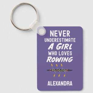 Persoonlijke Cute Paarse Roeimeisje Rower Kinderen Sleutelhanger