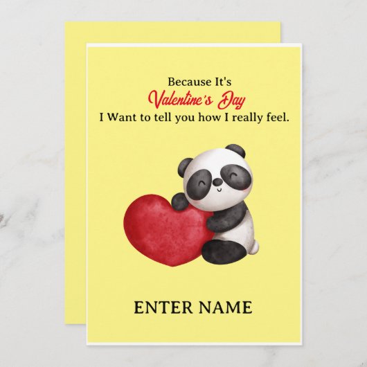 Persoonlijke Cute Panda omdat het Valentijn is Feestdagenkaart (Voorkant / Achterkant)