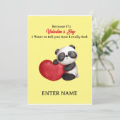 Persoonlijke Cute Panda omdat het Valentijn is Feestdagenkaart (Staand voorkant)