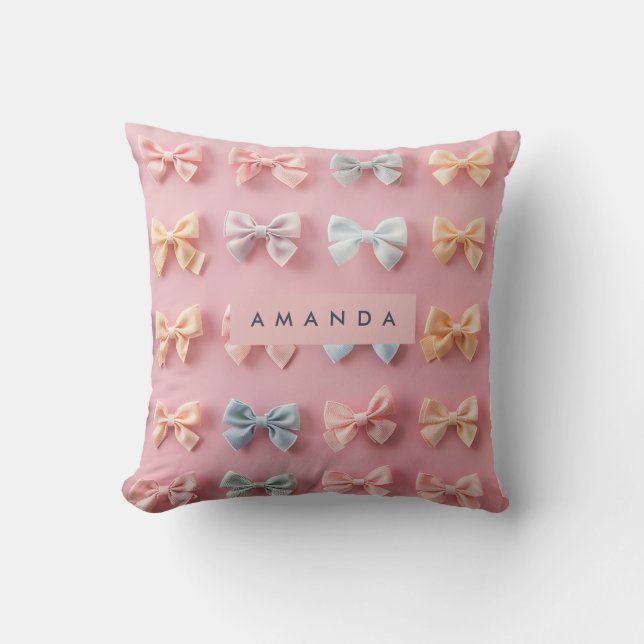 Persoonlijke Cute Pastel Strik Charme Kussen (Voorkant)
