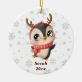 Persoonlijke Cute Penguin - Mijn eerste Kerstmis Keramisch Ornament (Voorkant)