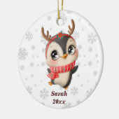 Persoonlijke Cute Penguin - Mijn eerste Kerstmis Keramisch Ornament (Links)