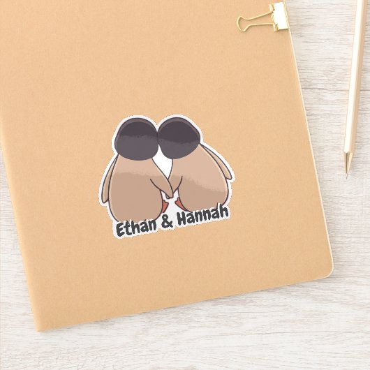 Persoonlijke Cute Pinguïn Valentijnsticker Sticker (Notitieboek)