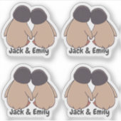 Persoonlijke Cute Pinguïn Valentijnstickers Sticker (Voorkant)