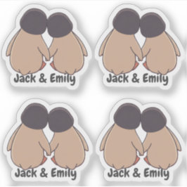 Persoonlijke Cute Pinguïn Valentijnstickers Sticker