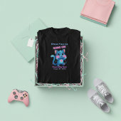 Persoonlijke Cute Pixel Art Blauwe Kat "Game On" T-shirt
