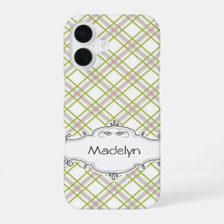 Persoonlijke Cute Plaid Hoesje iPhone 16 Hoesje