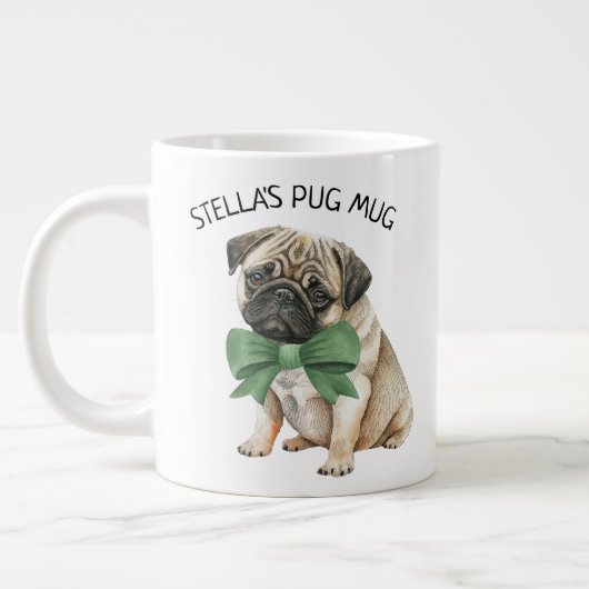 Persoonlijke Cute Pug Grote Koffiekop (Links)
