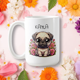 Persoonlijke Cute Pug Puppies Hond Koffiemok