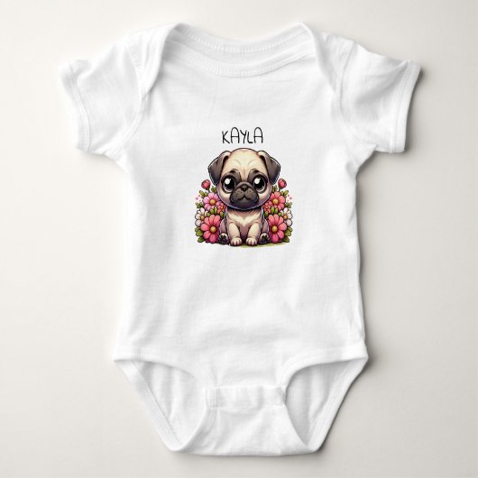 Persoonlijke Cute Pug Puppies Hond Romper (Voorkant)