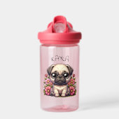 Persoonlijke Cute Pug Puppies Hond Waterfles (Voorkant)