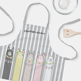 Persoonlijke Cute Retro Kleurrijke Lama Meisjes Ki Schort