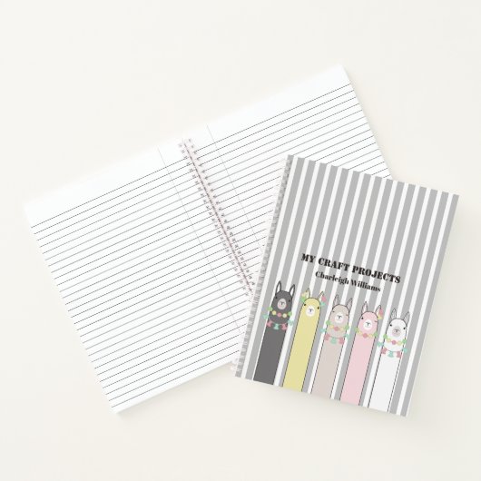 Persoonlijke Cute Retro Kleurrijke Lama's Kinderen Notitieboek (Binnen)