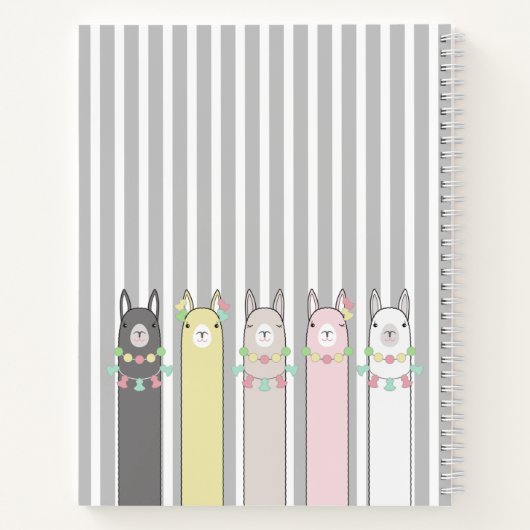 Persoonlijke Cute Retro Kleurrijke Lama's Kinderen Notitieboek (Achterkant)