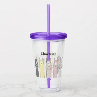 Persoonlijke Cute Retro Kleurrijke Llama's Acryl Drinkbeker