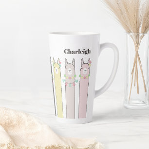 Persoonlijke Cute Retro Kleurrijke Llama's Latte Mok
