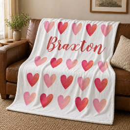 Persoonlijke Cute Rode Roze Harten Valentijnsdag Fleece Deken