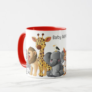 Persoonlijke Cute Safari Dieren Kinderen Naam Mok