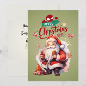 Persoonlijke Cute Santa Platte Kerstkaart (Voorkant / Achterkant)