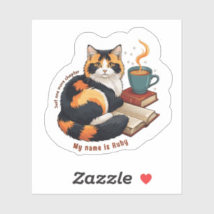 Persoonlijke Cute Schotse Kat Lezen Vinyl Sticker