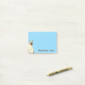 Persoonlijke Cute Siamese Kat - Blauw Post-it® Notes (Op bureau)